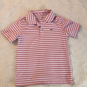 Vineyard Vines Kids Performance Polo in Red and White Stripes